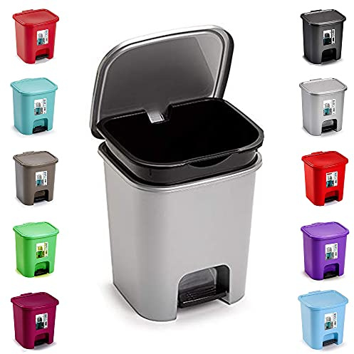 7.5L Foot Pedal Bin, Slim Plastic Dustbin with Soft Close Lid for Home