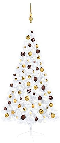 vidaXL Set Albero Natale Artificiale a metà LED Palline Bianco 150cm