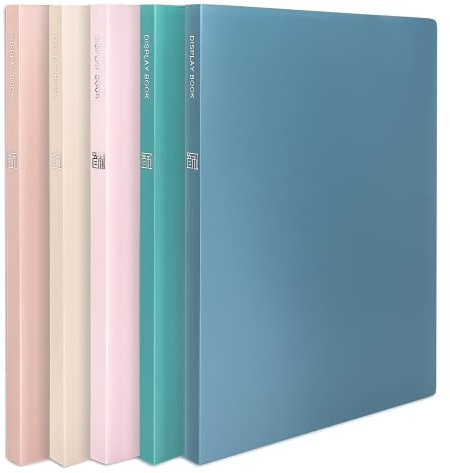 Comix A4 Display Folder with Plastic Sleeves 20 Pockets, Pack of 5 | Display Books, Presentation Folders for Document, Certificates, Office, Home, School, Morandi Color, (5 colour)
