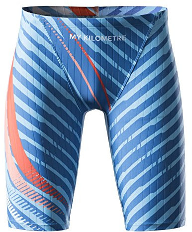 Maillot de Bain Homme Jammer – Jammers de Natation Solides, Endurance, Résistants au Chlore, Séchage Rapide, pour Entraînement et Compétition（Bleu M）