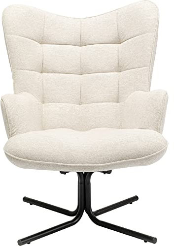Kare Design Drehsessel Oscar, Creme, Sessel, 180 Grad drehbar, Gesteppte Rückenlehne, 95x82x73 cm (H/B/T)