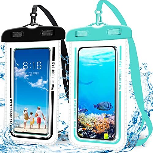 Waoceo 2 Pièces IPX8 Pochette Etanche, Pochette Etanche Smartphone, Protege Telephone Eau, Coque pour Aller sous l'eau Convient Plongée, Natation
