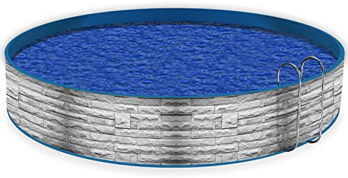 Wallario Pool Verkleidung mit Motiv und Ösen, Umrandung Dekoration, Motiv Steinwand grau, Größe Höhe 80 cm x L 10m