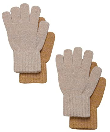 CeLaVi Unisex Kids Magic Glitter Gloves 2-Pack Mittens, Beige Gold, 1
