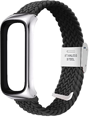 Nylon Armband Kompatibel mit Samsung Galaxy Fit 2 Armband Für Herren Damen Sport Stoff Ersatzband mit Uhrenarmband Für Samsung Galaxy Fit 2 (Schwarz)