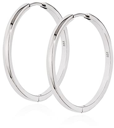 NKlaus Paar Klappcreolen rund 925 Silber rhodiniert hochglanz 29mm Creolen Ohrringe 11849