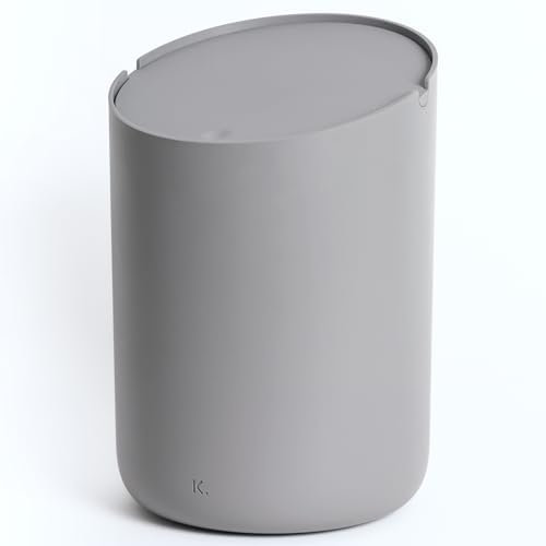 Kazai.® Mini-Kosmetikeimer 'Tove' - 1,5L | Exklusives Bad-Mülleimer Design aus Berlin | Rutschfest, inkl. Inneneimer und Smart-Beutelfunktion | Dunkelgrau