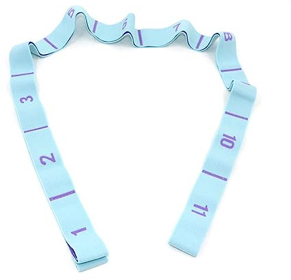 Bandas Elasticas Fitness, Banda de Estiramiento de Yoga, Banda Elástica de Resistencia con 11 Hebillas para Pilates, Yoga, Fitness, Gimnasia y Danza(Azul)