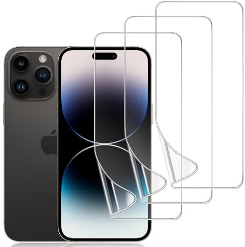 DYNASCO 3 Pack for iPhone 14 Pro TPU Screen Protector, Self-Healing HD Clear Soft Flexible TPU Hydrogel Film for iPhone 14 Pro 6.1 - Scratch-Resistant, Bubble Free, Easy Installation