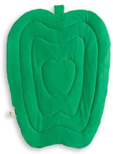 Little Dedi Baby Spielmatte, Wickelunterlage aus Baumwolle mit Fliessfüllung– Oeko-TEX 100 Klasse 1 Zertifiziert, leicht und weich, gepolstert 67x93 cm Grüner Apfel