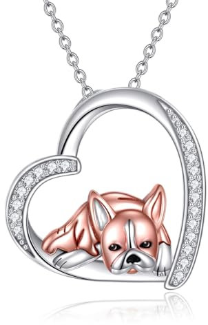 YFN Boston Terrier Kette Sterling Silber Hund Anhänger Halsketten Hund Schmuck für Damen Mädchen Hund Geschenke