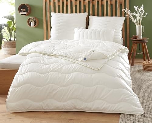 Badenia Trendline Eco 4-Jahreszeiten Steppbett Aerelle Blue 155 x 220 cm, weiß, Öko- Tex Zertifiziert, produziert nach deutschem Qualitätsstandard