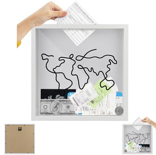 Adventure Archive Box, 28,7 x 28,7 cm scatola da viaggio, Scatola Portaoggetti da Viaggio con Slot, Salvadanaio Salvadanaio Holiday Fund per Adulti, Regalo di San Valentin