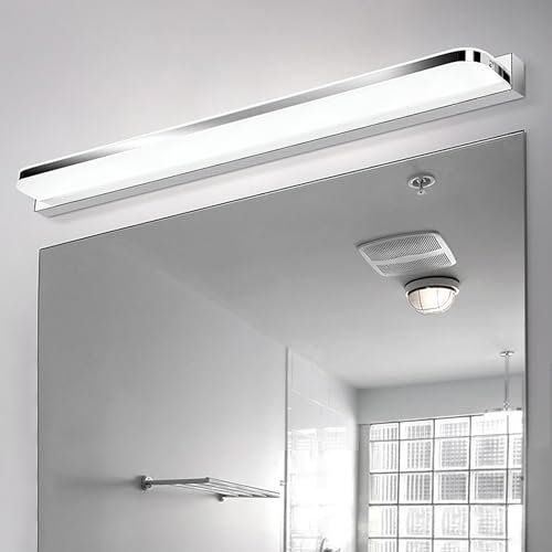 Talwei Spiegelleuchte Badleuchte, Badlampe Wand Edelstahl, Spiegellampe Bad 42cm 9W Für Die, Led Lampe 230V 6000K Wandlampe Badezimmer IP44 Wasserdicht (Kaltweiß)