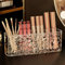 Terafeels Makeup Brush Holder 4 Slot Clear Acrylic Cosmetic Organiser for Eyeliners Lipstick Crystal Storage Box for Bathroom Bedroom Dress Table Vanities Office Desk Grey 6702