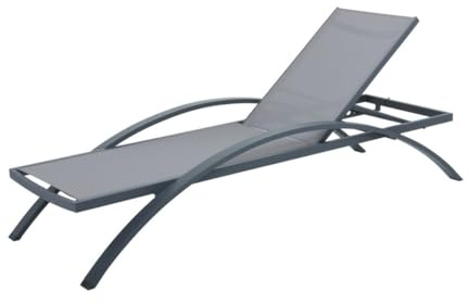 möbelando Gartenliege >Donna< in grau aus Aluminium, Kunststoffgewebe - 197x72x43 (LxBxH)