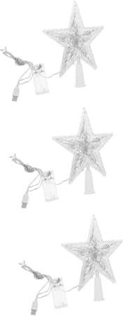 Warmhm 3 STK Weihnachtsbaumspitze Stern Beleuchtete Christbaumspitzen Baum Lichter Led-dekor Led-sternenlampe Stern Topper Aus Draht Empfindlich Weiß 3D Dekorative Lichter Plastik