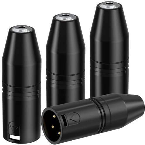 Ancable 3.5mm to XLR, 4-Pack 3.5mm Stereo TRS Mini-Jack Female to 3-Pin XLR Male Microphone Adapter, Audio Converter for Camcorders, Recorders, Mixers