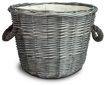 Vintage Rope Handle Heavy Duty Log Basket Home Storage Basket Toys Box (Round)