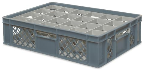 BRB Gläserkiste 600x400 mm für 15, 24, 33 oder 40 Gläser, farbig (Grau, für 24 Gläser Ø 87 mm, Glashöhe max 122 mm)