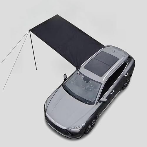 DONGXIAO Dachgepäckträger Markise Auto Markise Camping 210D Oxford Tuch Tragbare Auto Seite Vordach Mehrere Kupplungen UV-Schutz Wind und regenfest Outdoor Camping Outdoor Angeln(Black)