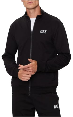 EA7 Emporio Armani Felpa da Uomo in Cotone Felpato con Zip e Collo Montante Core Identity, 8NPM36