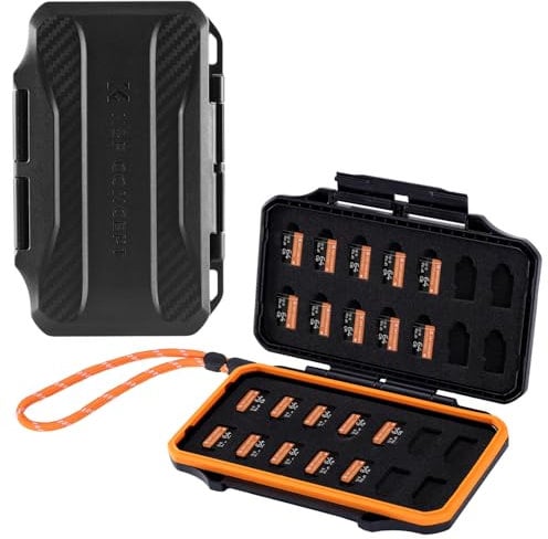 K&F Concept 28 Slots Micro SD Card Holder, Portable Memory Card Case for 28 Micro SD SDXC SDHC TF Cards, Water-Resistant Anti-Shock Micro SD Card Box Organizer