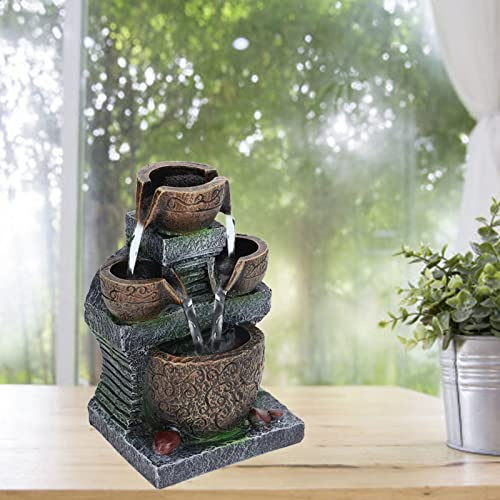 Indoor Wasserbrunnen Dreischichtig USB-Stromversorgung Eleganter Stil Klein für Schreibtisch Wohnzimmer Büro Heimdekoration Innenbereich Deko