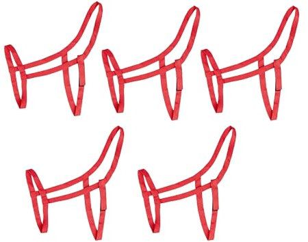 Generisch Weidehalfter Pferd Pferdehalfter 5 Stück Rot/Navy/Schwarz (Rot, Pony)