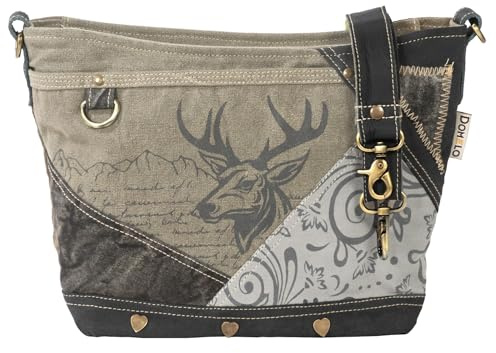 Domelo große Trachtentasche. Canvas Umhängetasche Trachten Mode | Tasche mit Trachtenmotiv bedruckt, Canvas/ Leder Oktoberfest Crossover Schultertasche, Trachten Vintage Stil Crossbody bag