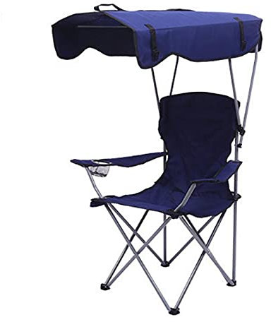 JFUNANQH Sillas de Camping con toldo y sombrilla, Silla de Playa Plegable con portavasos, portátil, A, 60 x 60 x 100/129 cm