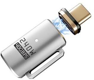 IVIVTOR Magnetic USB C Adapter - 240W Magnet USBC Connector with 40 Gbps High Speed Transmission Compatible for iPhone 15/16/17 Pro/Max, iPad, Mac-Book, Galaxy S24 S23 - Silver