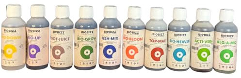 | Spumoni Growshop| Biobizz | Pack completo di tutti i fertilizzanti biobizz | 250 ml | BioGrow Bio Bloom Top Max Root Juice Fish Mix Bio Heaven Acti Vera Alga Mic Bio up Bio Down |