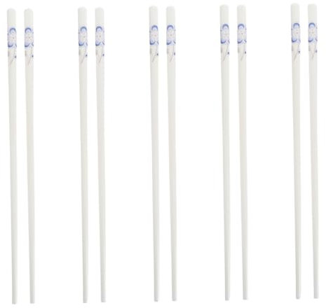 GRIRIW Palillos de Cerámica Antideslizantes 5 Pares Portátiles para Cocina Reutilizables de Cocina