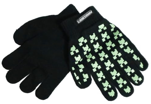 Minecraft Creeper Kinder Handschuhe – Gamer Winterhandschuhe in Grün oder Schwarz – One Size bis ca. 8 Jahre – Weich & Elastisch, Farbe: Schwarz