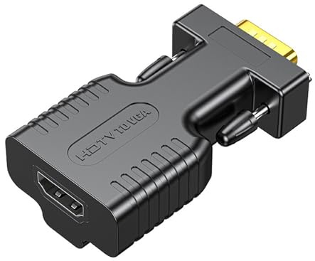 Qsvbeeqj Convertisseurs VGA vers HDMI avec adaptateur vidéo femelle VGA mâle 3,5 mm 1080p pour ordinateur portable sans scintillement