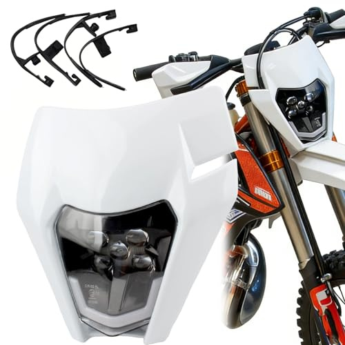 ANEELV Motorradscheinwerfer, Motorradscheinwerferabdeckungen, universelle Modifikation, passend für KTM EXC250, SX250, SXF450 und diverse Offroad-Motorräder. (Weiß)