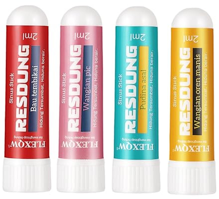 Nasal Stick 4 Pack, Riechstifte für ätherische öle, Tragbare Nasal Stick | für Die Nase Sofortige Erleichterung bei Einer Verstopften Nase und Leichtes Atmen, Perfekt für Arbeit, Schule