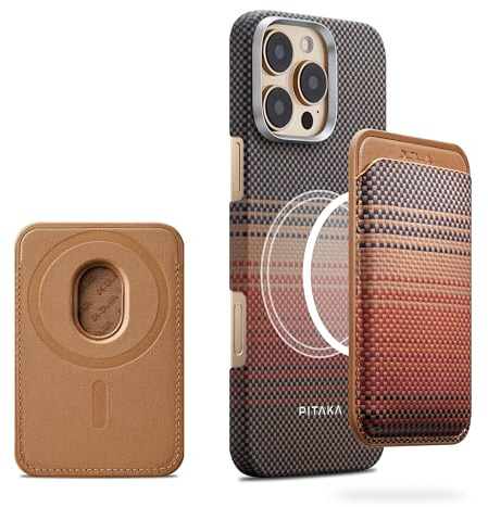 pitaka Aramidfaser Wallet Magsafe-kompatibel Ultradünn Sonnenuntergang | Aramidfaser Wallet mit 2 Kartenfächern Magsafe-kompatibel leicht und schlank für Alltag Schutz vor Entmagnetisierung