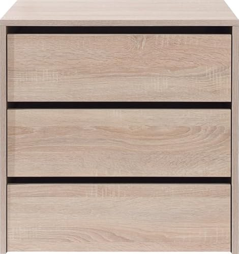 Masseno Kommode MIRA 60 cm Sideboard mit 3 Schubladen und Türen für Wohnzimmer Schlafzimmer Modern 60x45x60 cm Sonoma Eiche/Sonoma Eiche