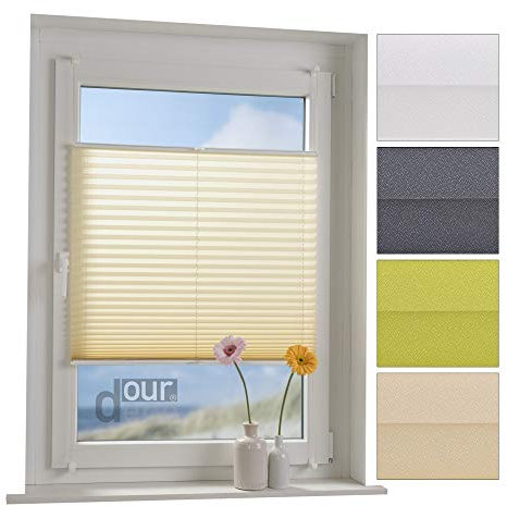 ourdeco® Plissee / 60 x 220 cm Ecru (Beige) / lichtdurchlässig, Blickdicht/Farben: Weiß, Grau, Grün, Ecru(Beige)