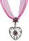 Trachtenkette Alpensonne Herz und Edelweiss Anhänger mit Strass - Trachtenschmuck Kette für Dirndl und Lederhose (Pink)