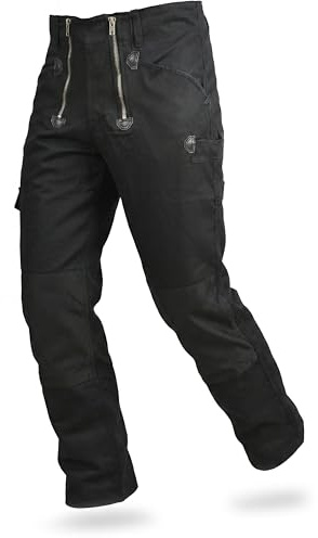 TMG® Herren Zunfthose mit Zwei Reißverschlüssen für Dachdecker/Gerüstbauer - Schwarz 500gsm (W34/EU50)