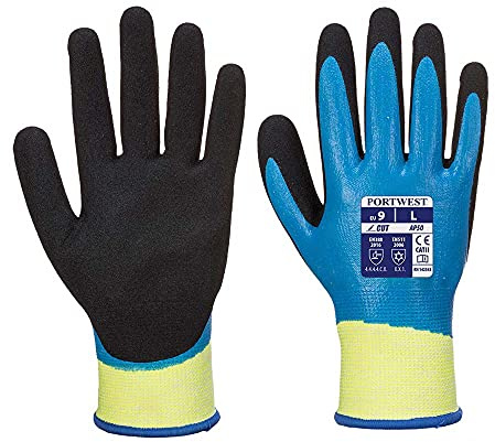 Portwest Aqua Pro Schnittschutzhandschuh, Größe: XL, Farbe: Blau/Schwarz, AP50B8RXL