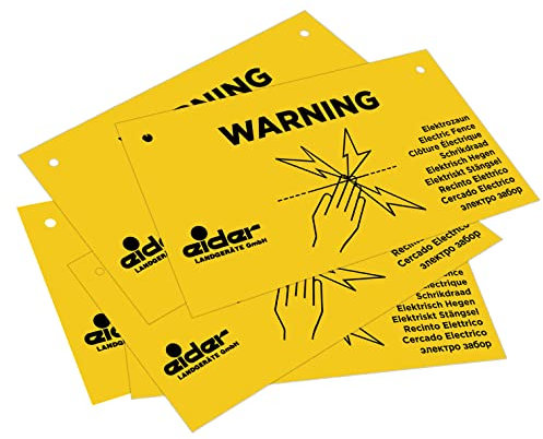 Eider 10399-005 Sparangebot-5 Stück Warnschild Vorsicht Elektrozaun 5, Gelb
