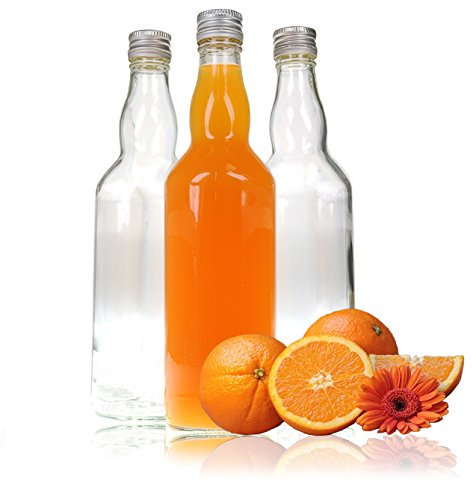 Ganzoo YOUZiNGS Glass Bottles 500 ml (0.5 L) with Screw Cap, Set of 3, Air-tight, Empty Bottles for Filling Liquids like Liqueur, Juice, Schnapps, Spirits, Vinegar, Olive Oil