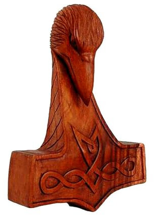 Rabenhammer handmade geschnitztes Ornament Holzbild Rabe Thorhammer Wa
