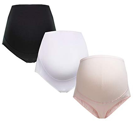 Herzmutter - Culotte Maternité Coton - Slip Femme Enceinte - sous-vêtements Maternité - Culotte de Grossesse - OekoTex100 - Lot de 3-5130 (XXL, Noir/Blanc/Rosa)