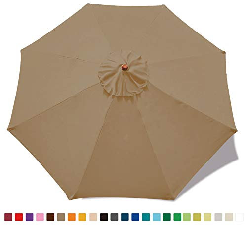 ABCCANOPY 2.7M Sonnenschirm Ersatzdach Patioschirm Marketschirm Ersatz Baldachin mit 8 Rippen,Khaki