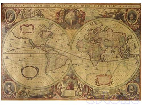 Mya Kraftpapier, Vintage, Weltkarte, Weltkarte, alte Weltkarte, matt, braun, Papier, Retro, Navigation Antike Karte, Plakat, Haus, Wanddekoration (71 x 50 cm)